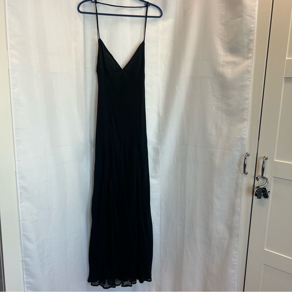 Zara black v-neck spaghetti strap long maxi dress Sz XL NWT - Picture 7 of 12